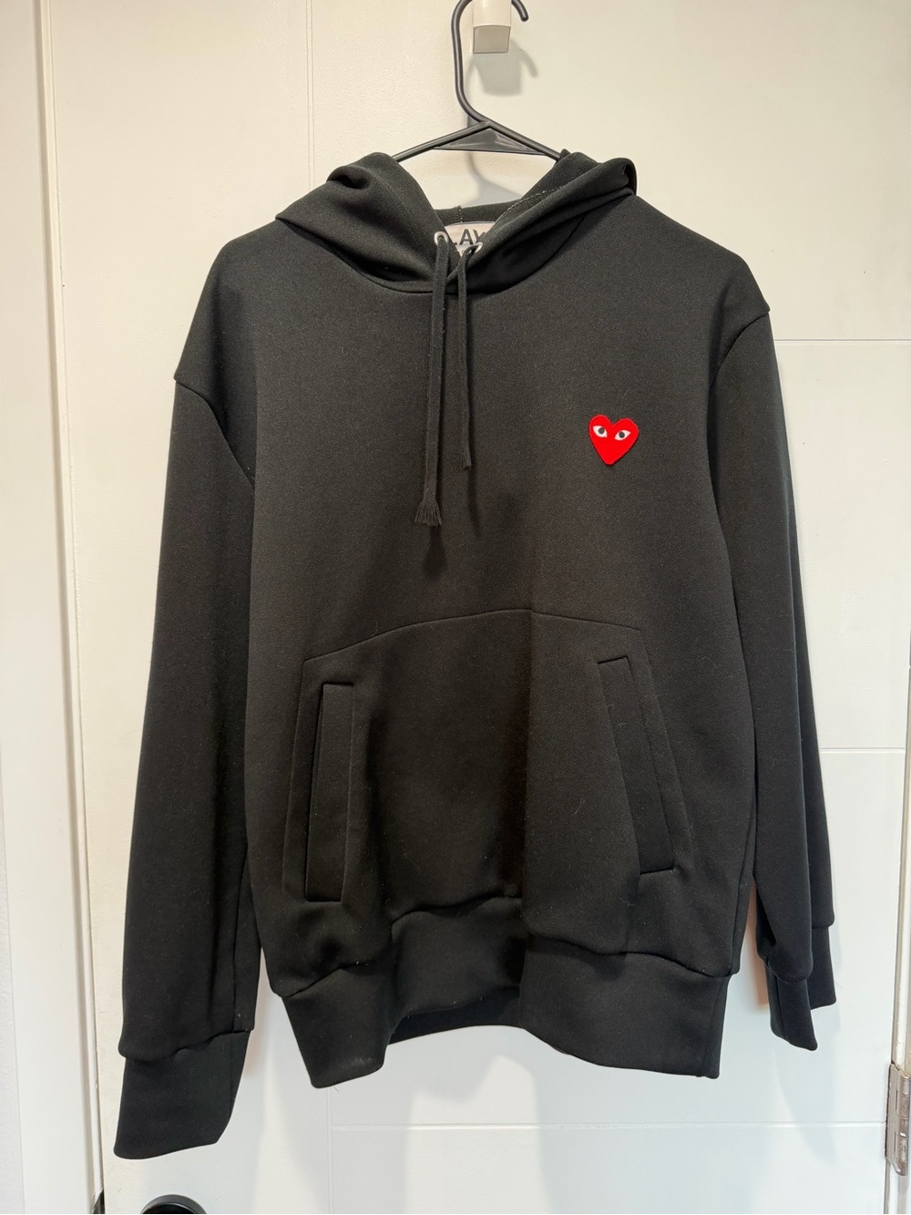 100% Authentic Comme des Garçons PLAY Black Hoodie Red Heart Logo Sz M